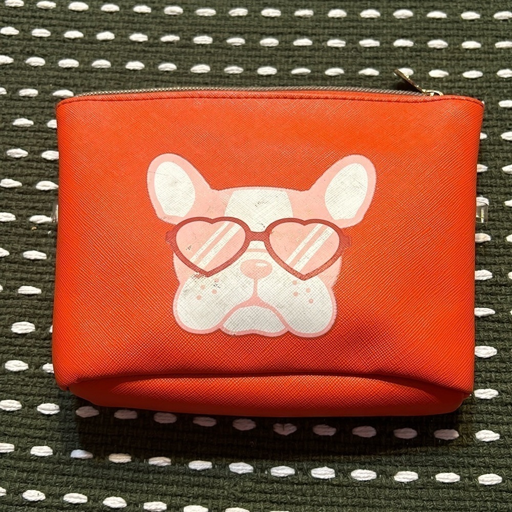 💥 2/$10 Dabney Lee Orange Dog Cosmetic Case - Picture 1 of 4